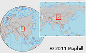 Gray Location Map of Dunhuang, within the entire country