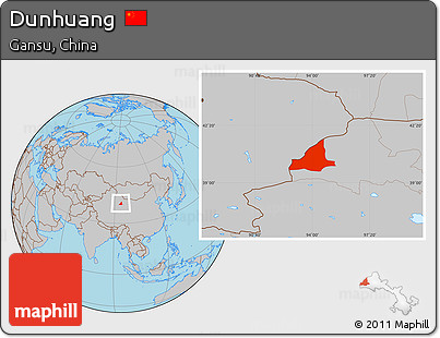Gray Location Map of Dunhuang