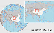 Gray Location Map of Dunhuang, highlighted country, within the entire country