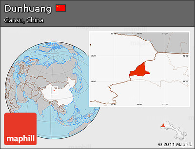 Gray Location Map of Dunhuang, highlighted country