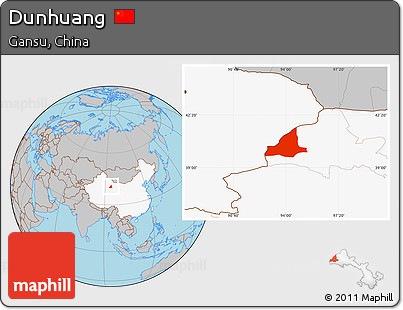 Gray Location Map of Dunhuang, highlighted country