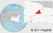 Gray Location Map of Dunhuang, highlighted country