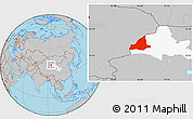 Gray Location Map of Dunhuang, highlighted parent region