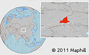 Gray Location Map of Dunhuang, hill shading