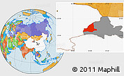 Political Location Map of Dunhuang, highlighted country, highlighted parent region