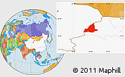 Political Location Map of Dunhuang, highlighted country