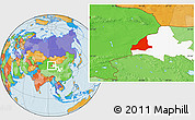 Political Location Map of Dunhuang, highlighted parent region