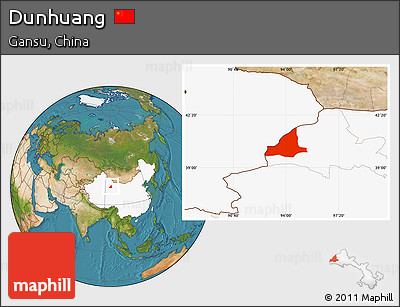 Satellite Location Map of Dunhuang, highlighted country