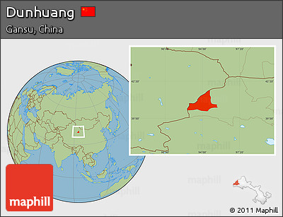 Savanna Style Location Map of Dunhuang