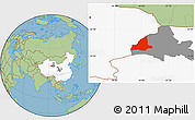 Savanna Style Location Map of Dunhuang, highlighted country, highlighted parent region