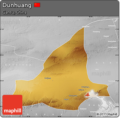 Physical Map of Dunhuang, lighten, desaturated