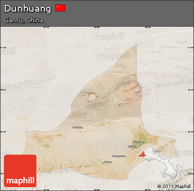 Satellite Map of Dunhuang, lighten