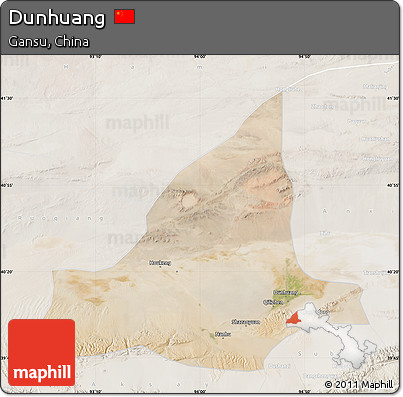 Satellite Map of Dunhuang, lighten
