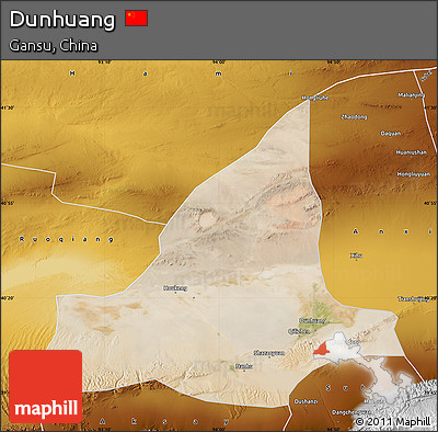 Satellite Map of Dunhuang, physical outside