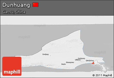 Gray Panoramic Map of Dunhuang, single color outside