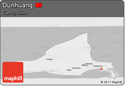 Gray Panoramic Map of Dunhuang, single color outside