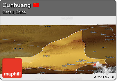 Physical Panoramic Map of Dunhuang, darken