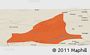 Political Panoramic Map of Dunhuang, shaded relief outside