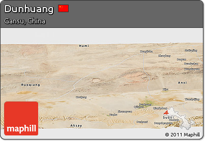 Satellite Panoramic Map of Dunhuang