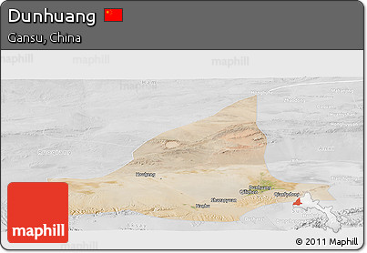 Satellite Panoramic Map of Dunhuang, lighten, desaturated