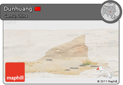 Satellite Panoramic Map of Dunhuang, lighten