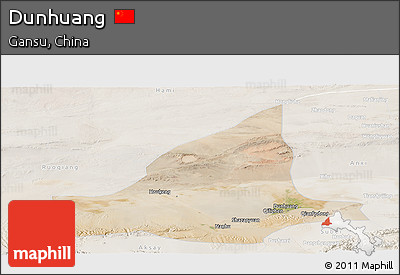 Satellite Panoramic Map of Dunhuang, lighten