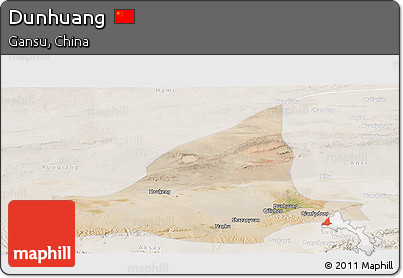 Satellite Panoramic Map of Dunhuang, lighten