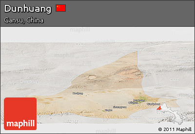 Satellite Panoramic Map of Dunhuang, lighten, semi-desaturated