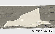 Shaded Relief Panoramic Map of Dunhuang, darken