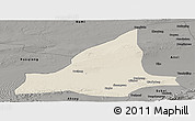 Shaded Relief Panoramic Map of Dunhuang, darken, semi-desaturated