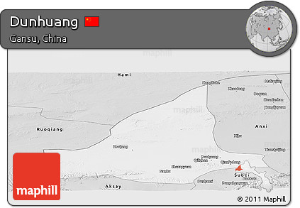 Silver Style Panoramic Map of Dunhuang