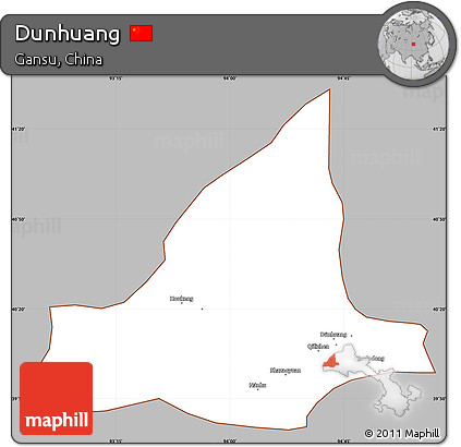 Gray Simple Map of Dunhuang, cropped outside
