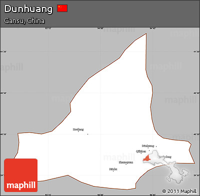 Gray Simple Map of Dunhuang, cropped outside