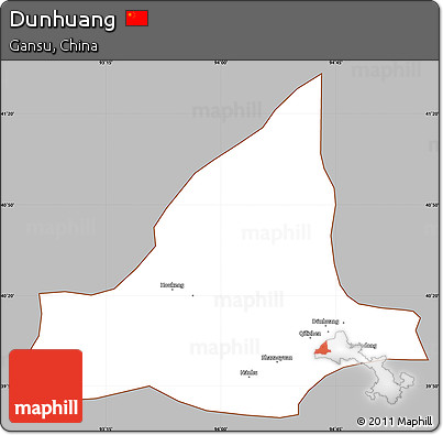 Gray Simple Map of Dunhuang, cropped outside