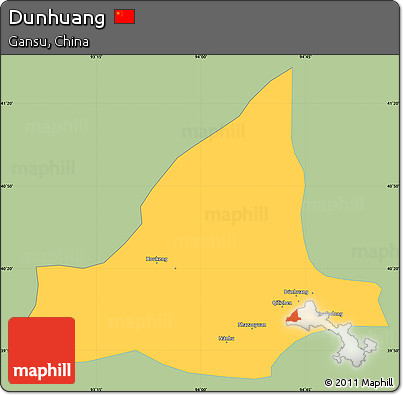 Savanna Style Simple Map of Dunhuang, single color outside