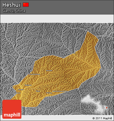Physical 3D Map of Heshui, desaturated