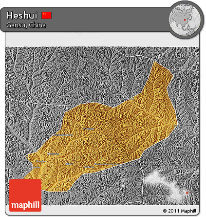 Physical 3D Map of Heshui, desaturated