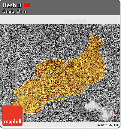 Physical 3D Map of Heshui, desaturated