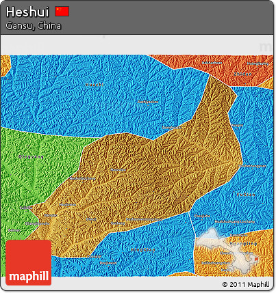 Physical 3D Map of Heshui, political outside