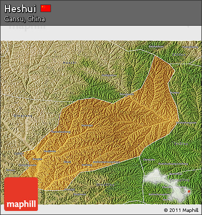 Physical 3D Map of Heshui, satellite outside