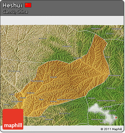 Physical 3D Map of Heshui, satellite outside