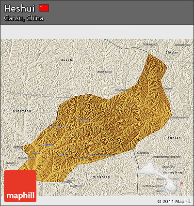 Physical 3D Map of Heshui, shaded relief outside