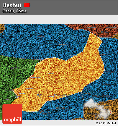 Political 3D Map of Heshui, darken