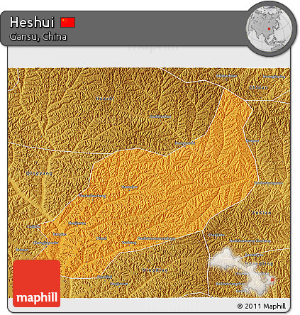 Political 3D Map of Heshui, physical outside