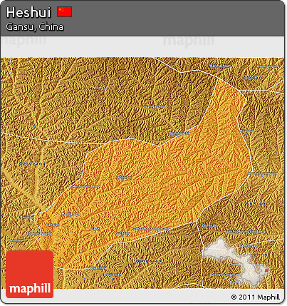 Political 3D Map of Heshui, physical outside