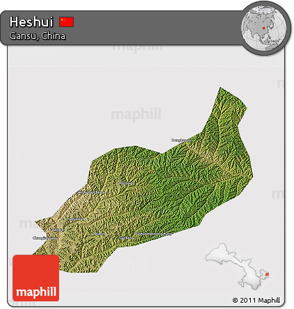 Satellite 3D Map of Heshui, cropped outside
