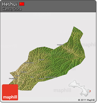 Satellite 3D Map of Heshui, cropped outside