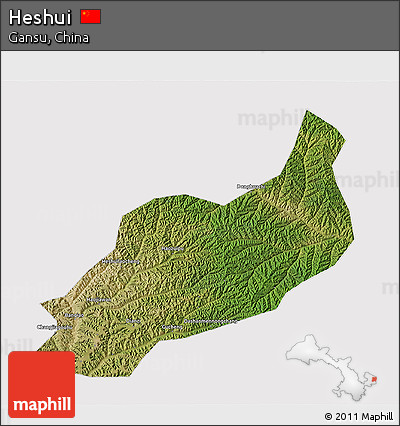 Satellite 3D Map of Heshui, cropped outside