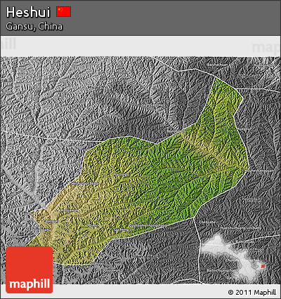 Satellite 3D Map of Heshui, desaturated