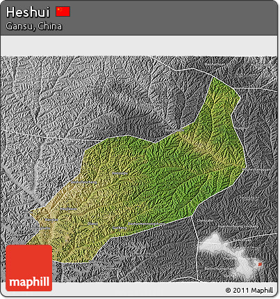 Satellite 3D Map of Heshui, desaturated